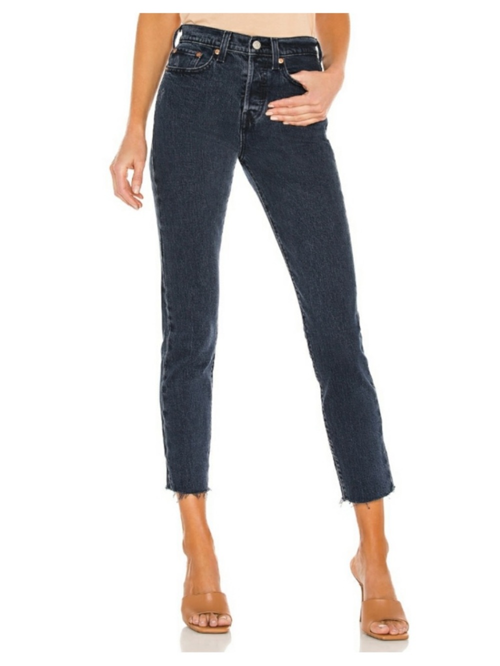 Levi's Wedgie Dark Blue Women’s Jeans with Raw Hem